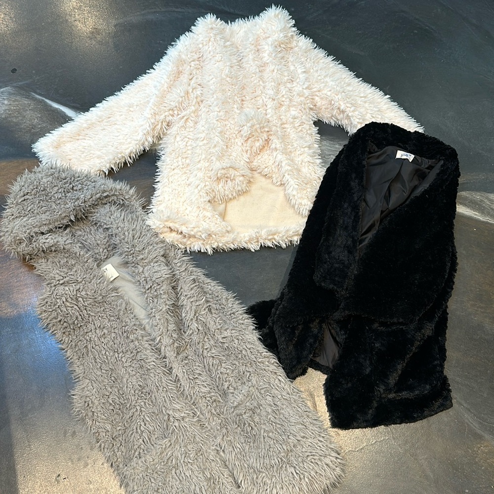 Fur coat and vest bundle